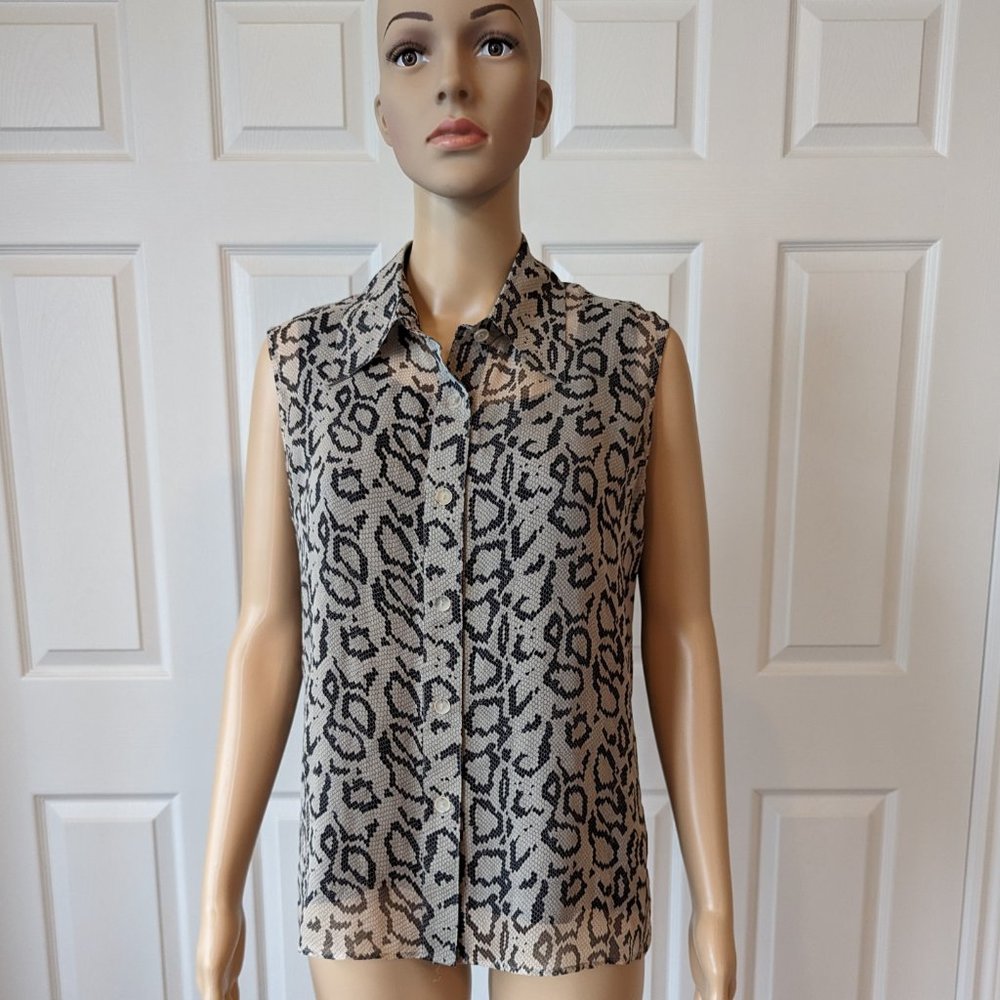 Vintage Sheer 100% Silk Python Snake Print New York City Design Co.Size M